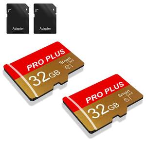 lot 7692 image: 2 Pack TF Card 32GB with Adapter, High Speed Memory Card, UHS-I C10 A1 Memory TF Card for TabletMobile PhoneCameraCar AudioGame Console (TF162 Red Gold 32GB)