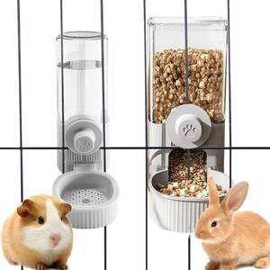 lot 7704 image: Hanging Cage Automatic Pet Food Water Dispenser, 41oz Hanging Automatic Food Dispenser, 18oz Pet Water Bottle for Cage Crate, Suitable for Kitten Rabbit Chinchilla Hedgehog Ferret (Grey, 41Oz)