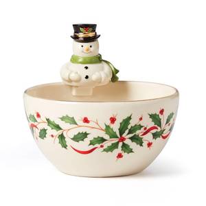lot 7707 image: Lenox 893504 Holiday Snowman Bowl, Christmas Hosting