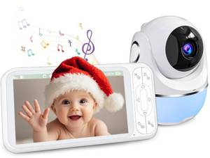 lot 712 image: Buradin 1080P 5 Baby Monitor with 32 Hours 5000mAh Battery, Pan Tilt 4X Zoom Video Baby Monitor with Camera and Audio, Night Vision, VOX, 2-Way Talk, 8 Lullabies,1200ft Range No WiFi