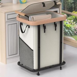 lot 7717 image: 40 Gal (150L) Laundry Hamper with Lid, Leather Patchwork Laundry Basket with Rolling Lockable Wheels and Handle, Laundry Basket Organizer for Laundry Room, Bedroom and Bathroom,Laundry Room - White