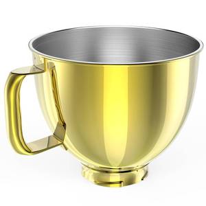lot 7731 image: 5QT Stainless Steel Mixer Bowl Compatible with Kitchen aid Stand Mixers Kitchenaid Replacement Bowl for 4.5-5 QT Tilt-Head Mixer with Handle, Gold