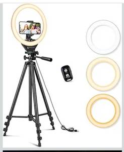 lot 7736 image: Sensyne 10 Ring Light with 50 Extendable Tripod Stand, LED Circle Lights with Phone Holder for Live StreamMakeupYouTube VideoTikTok, Compatible with All Phones