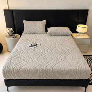 lot 7759 image: LweiPsqLin Fluffy Velvet Fitted Sheet Twin Size - Micro Fleece Bed Sheet with 15 Deep Pockets, Bohemian Floral Jacquard Mattress Cover, Shrink & Fade Resistant, Gray