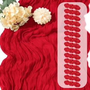 lot 7762 image: 15 Pack Red Cheesecloth Table Runner 17 x 108 inch Cheese Cloth Table Runners 9ft Red Table Runner Rustic Romantic Sheer Gauze Runner for Wedding Party Baby Shower Table Decoration