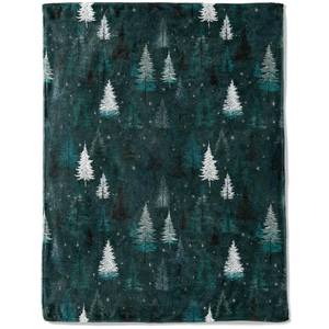 lot 7771 image: ainori Christmas Decorative Throw Blanket White Snowy Tree and Green Forest Print Decoration, Soft Flannel Winter Blankets for Couch Bed Sofa, Holiday Home Decor, Xmas Festival Gifts 50x60 Inch