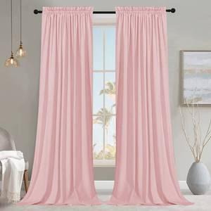 lot 7776 image: SMILETIME Pink 120in Long Velvet Curtains with Rod Pocket Thermal Insulated Soft Privacy Light-Filtering Velvet Drapes for Bedroom and Living Room, Set of 2 Panels, 52 x 120 Inches Long