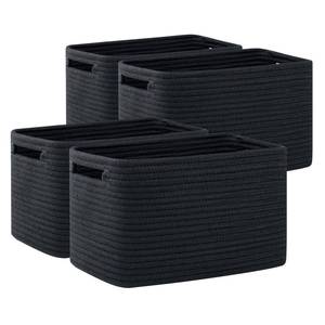 lot 7780 image: OIAHOMY 4 Pack Storage Baskets for Organizing, Cube Storage Bins for Shelves, Rectangle Storage Baskets With Handles, Woven Baskets for Storage, 12.7Lx9Wx7.8H, Black