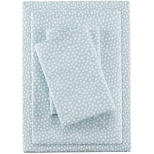 lot 7785 image: True North by Sleep Philosophy Cozy Flannel Warm 100% Cotton Sheet - Novelty Print Animals Stars Cute Ultra Soft Cold Weather Bedding Set, Full, Aqua Dots 4 Piece - Full