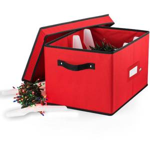 lot 7791 image: ZOBER Christmas Light Storage Reels - Christmas Light Organizer with 4 Plastic Wheels - Fits 200 Mini Lights Per Spool, Lights Storage - Strong & Durable Material - Stitched Reinforced Handles - Red