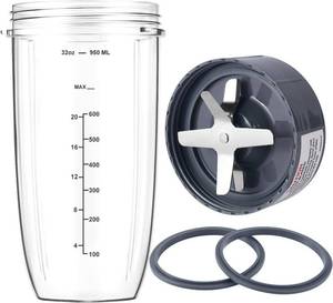 lot 7804 image: New Blender Cup and Blade Replacement Parts 32oz Cup and Extractor Blade and 2 Rubber Gaskets 4-Piece Compatible with NutriBullet High-Speed BlenderMixer System 600W900W Series