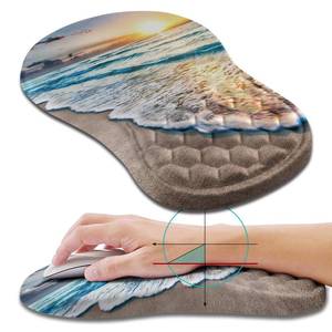 lot 7806 image: Hokafenle Ergonomic Mouse Pad Wrist Support, Wrist Rest Mousepad for Carpal Tunnel Pain Relief with Integrated Memory Foam Slope Massage Bulge (11.8x7.9 inch,Beach Sunset