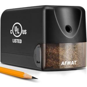lot 7844 image: AFMAT Electric Pencil Sharpener, Heavy Duty Pencil Sharpener for Classroom, 6.5-8mm No.2Colored Pencils, UL Listed, 10,000 Sharpenings, Electric Pencil Sharpeners for Home, Office, PS13