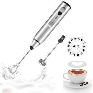 lot 7857 image: Milk Frother Handheld, Gbivbe Rechargeable Whisk Drink Mixer for Coffee with Art Stencils, Coffee Mixer for Cappuccino, Hot Chocolate Match, Frappe, Hot Chocolate, Egg Whisk