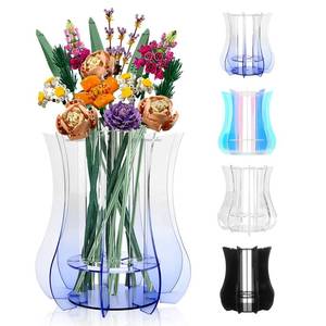 lot 7862 image: Vase for Lego Flowers Bouquet Upgraded, Acrylic Display Holder Compatible with Lego Botanical Collections Roses Sunflowers, for Lego Flower Building Set Lovers, Gradient Blue