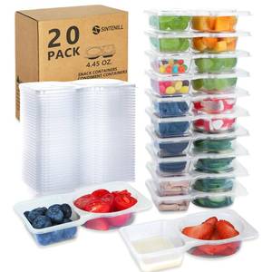lot 7867 image: SINTENILL 20 Sets Reusable Snack Containers With Lids, Double Compartment Snack Pack Containers, Portion Control, Meal Prep, Ideal For On-The-Go Mini Sauce Boxes & Lunchable Snack Packs For Kids