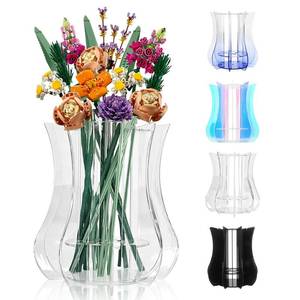 lot 7869 image: Xykzra Vase for Lego Flowers Bouquet, Acrylic Display Holder Compatible with Lego Botanical Collections Roses Sunflowers, for Lego Flower Building Set Lovers, Crystal Clear