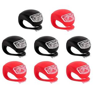 lot 7876 image: 8 Pack Bicycle Light, Silicone LED Bike Light Set, 4 PCS Bike Headlight and 4 Pcs Taillight (Red & White)-Multi-Purpose Waterproof