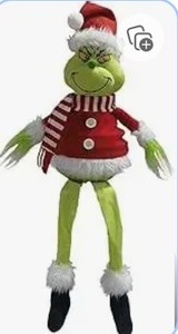 lot 7774 image: ONIBOGO 30Inch Large Christmas Standing Green Monster Figurine Extendable Christmas Plush Doll with Telescopic Legs Decorations Tabletop Fireplace Ornament Decor for Xmas Holiday Party Gift