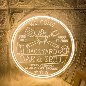lot 7901 image: Bar and Grill Neon Sign,Bar & Grill Sign, Backyard Patio Wall Art,Bar Sign,Grill Sign Backyard Sign BBQ Grilling Light Up Sign for Backyard,Garden Yard,Patio Decor, Housewarming Gift��Dimmable��