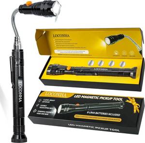 lot 7909 image: LOCONHA Magnetic Pickup Tool with LED Lights, Telescoping Magnet Flashlight, Cool Gadget Birthday Gifts Christmas Day Gifts for Men, Handyman, Husband, Boyfriend, Him, Father, Dad (1 Pack)