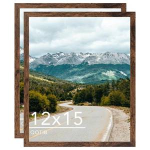 lot 7930 image: QOTIB 12x15 Picture Frame Deep Brown for Wall Hanging, Wood 12 x 15 Frame Photo Frame for Wall Horizontally or Vertically, Deep Brown, 2 Pack
