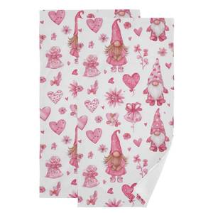lot 7937 image: Vdsrup Pink Love Gnomes Hand Towels Happy Valentines Day Towel Set of 2 Matching Towels for Couples Bath Bathroom Towel Soft Guest Face Towel Thin Kitchen Tea Dish Towels 14x28 in