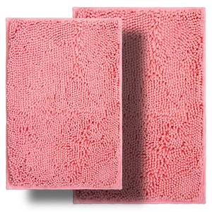 lot 7945 image: BOANKODU Bathroom Rugs Sets 2 Piece, Ultra Soft Absorbent Bath mat Chenille Bathroom Rug, Antiskid Bath mats Washable Bathroom mat (20x32 inch  16x24 inch) Pink