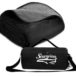 lot 7948 image: Waterproof Outdoor Blanket 92X 60 Packable, Stadium Blankets for Camping with Quilted Fleece Lining, Large Windproof Emergency Throw Mat for Garss Picnic Hiking Road Trip, Machine Washable, Black