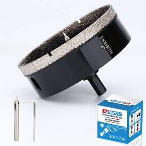 lot 7955 image: 4 Diamond Hole-Saw Bits with Pilot Drill Bit 4 in Diamond Tipped Tile Hole Saws with Guiding Bit for Accurate Drilling, for Porcelain Tile Ceramic Pottery Granite Stone Glass Bottles 102mm