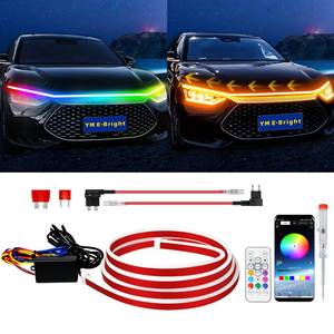 lot 7958 image: YM E-Bright Car Led Lights Exterior RGB Hood Light Strip Waterproof Multicolor Dynamic Scan Start Up Hoodbeam Kit DRL Daytime Running Lights for Cars,Truck,SUV,APP Control,12V 70inch
