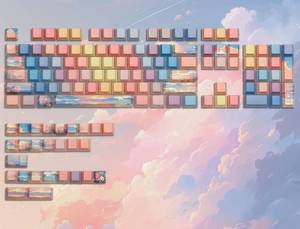 lot 7962 image: dagaladoo Shine Through keycap Set,Double Shot PBT keycaps 60 75 Percent,dye sub Custom Key caps,Side Printed,BlueOrange,Cherry Profile Keyboard caps for Machine Keyboard(Sunset)