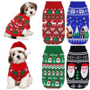 lot 7964 image: Yeyeplum 4 Pack Dog Ugly Christmas Sweater Puppy Cat Holiday Sweaters Santa Reindeer Snowman Snowflake Knitted Dog Christmas Outfit Winter Xmas Turtleneck Knitwear for Puppy Kitten Pets(XXXL)