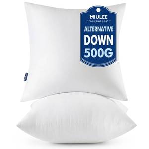 lot 7975 image: MIULEE Throw Pillows Inserts, Pack of 2 18x18 Inch 100% Virgin Fiber Filling Bed Couch Pillows