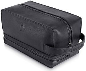lot 7977 image: MAKE LIFE EXCLUSIVE Mens Leather Toiletry Bag Travel Dopp Kit, Shaving Bag, Grooming &amp Hygiene Organizer, Leather Toiletry Bag for Men, Gift for Him