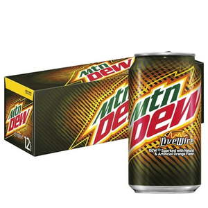 lot 7994 image: Mountain Dew Live Wire Orange Flavored Soda Pop  12 oz  12 Pack Cans