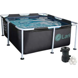 lot 9204 image: Lark 5  x 24  Square Metal Frame Splash Pool with 530 gallon Filtration Pump