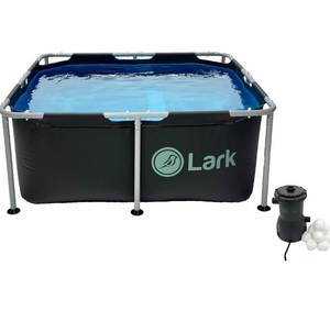 lot 9217 image: Lark 5 x 24 Square Metal Frame Above Ground Pool with 530 Gallon Filtration Pump