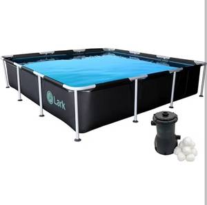 lot 9219 image: Lark 9 x 24 Square Metal Frame Splash Pool with 530 gallon Filtration Pump