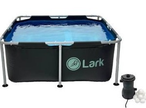 lot 9223 image: Lark 5 x 24 Square Metal Frame Above Ground Pool with 530 Gallon Filtration Pump