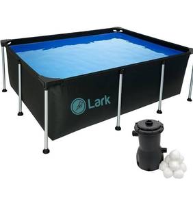 lot 9232 image: Lark 8.5 ft x 6 ft x 26 inches Rectangular Metal Frame Above Ground Outdoor Patio Pool with 300 Gallon Pump