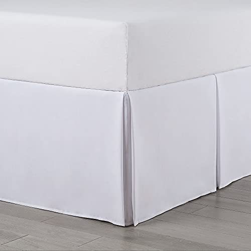 lot 1101 image: Pleated Bed Skirt - 21 inch Tailored Drop - White Twin Bed Skirt (Twin, White) retail $25