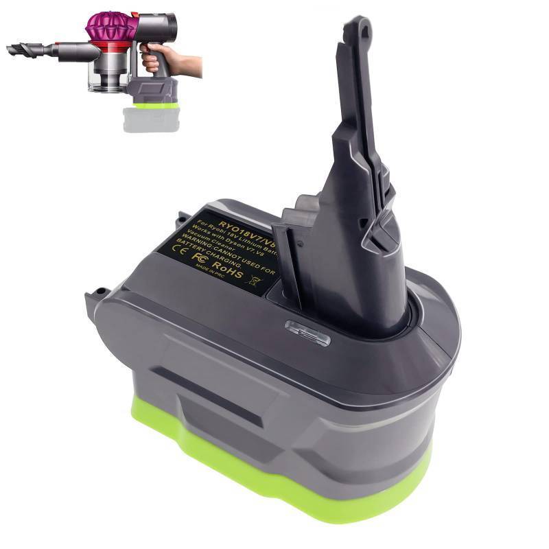 lot 1110 image: BTRUI V7V8 Adapter for Ryobi 18V Lithium Battery Convert to for Dyson V7V8 Animal Absolute Motorhead Pro Handheld Vacuum Cleaner Retail $29