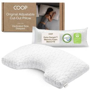 lot 1263 image: Coop Home Goods Original Cut-Out Adjustable Pillow, Queen Size Bed Pillows for Neck & Head Support, 18 x 28 �� Memory Foam Pillows - Medium Firm for Side Sleeper, CertiPUR-USGREENGUARD Gold - Retail $99