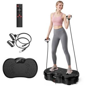 lot 1090 image: HTM Vibration Plate Exercise Machine - 300 lbs Weight Capacity, 120 Speed Levels, 9 Workout Modes for Home Fitness, Muscle Toning & Weight Loss - Retail $80