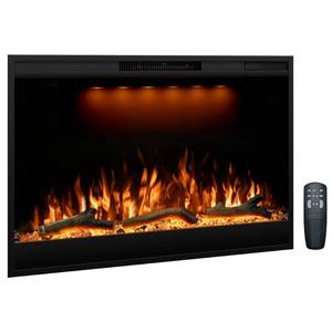 Dreamflame Electric Fireplace Inserts 36inches Wide, Recessed in Wall Fireplace Heater w/Remote Control, 3 Colors Led Top Light& Realistic Flame w/ 5 Brightness, Thermostat, 750W/1500W, Black - Retail: $350