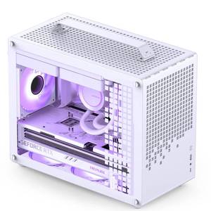 lot 1009 image: JONSBOJONSPLUS Z20 White Micro-ATX Mini Tower Pc Case,with Detachable Carrying Handle, Mini Size, High-Performance Hardware Compatible, Support 240AIO, H160mm Cooler, White - Retail $100