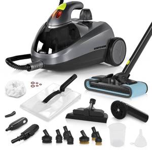 lot 1015 image: GOATCLEAN Heavy-Duty Steam Cleaner - 1500W Multipurpose Handheld Floor Steamer with 22 Accessories 16ft Cord for Home, Car Detailing, Tile, Grout, Carpet, Wallpaper, Upholstery, Window, Deep Cleaning - Retail $110