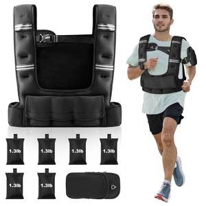 lot 1043 image: Prodigen Adjustable Weighted Vest, 10��18lb Weight Vest for Men and Women with 6 Removable Weight Bags and Pocket  Weighted Vest for Walking, Running, Weight Loss, Strength Training - Retail $50