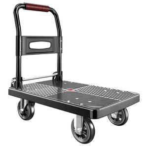 lot 1047 image: TIDY PALM Upgraded Foldable Push Cart Dolly  660 lbs.Capacity Moving Platform Hand Truck  Foldable for Easy Storage  4 PU 360 Degree Swivel Silent Wheel-Black - Retail $53